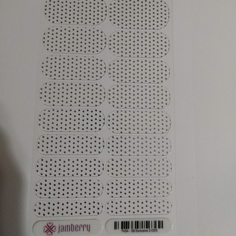 Jamberry nail wraps, clear with silver polka dots